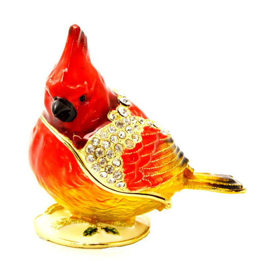 Cardinal Bird Trinket Box with Swarovski Crystals