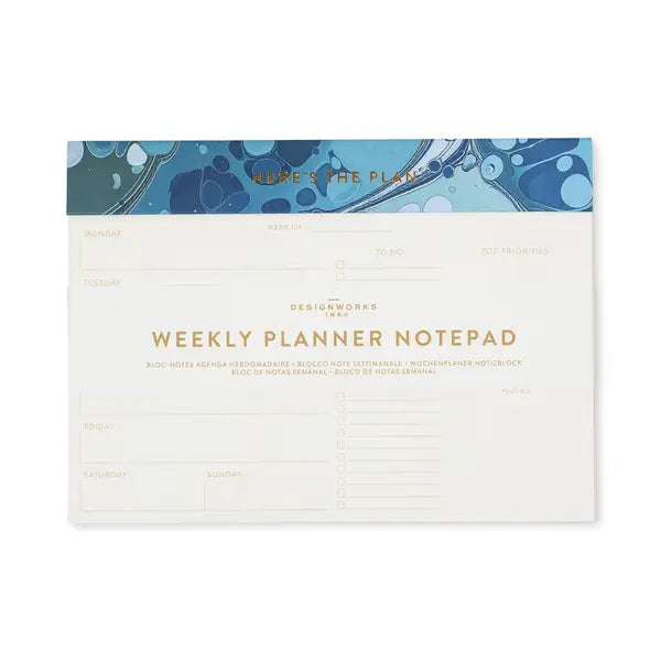 Weekly Planner Notepad- Teal Marbling