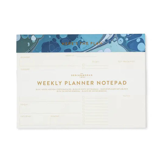 Weekly Planner Notepad- Teal Marbling