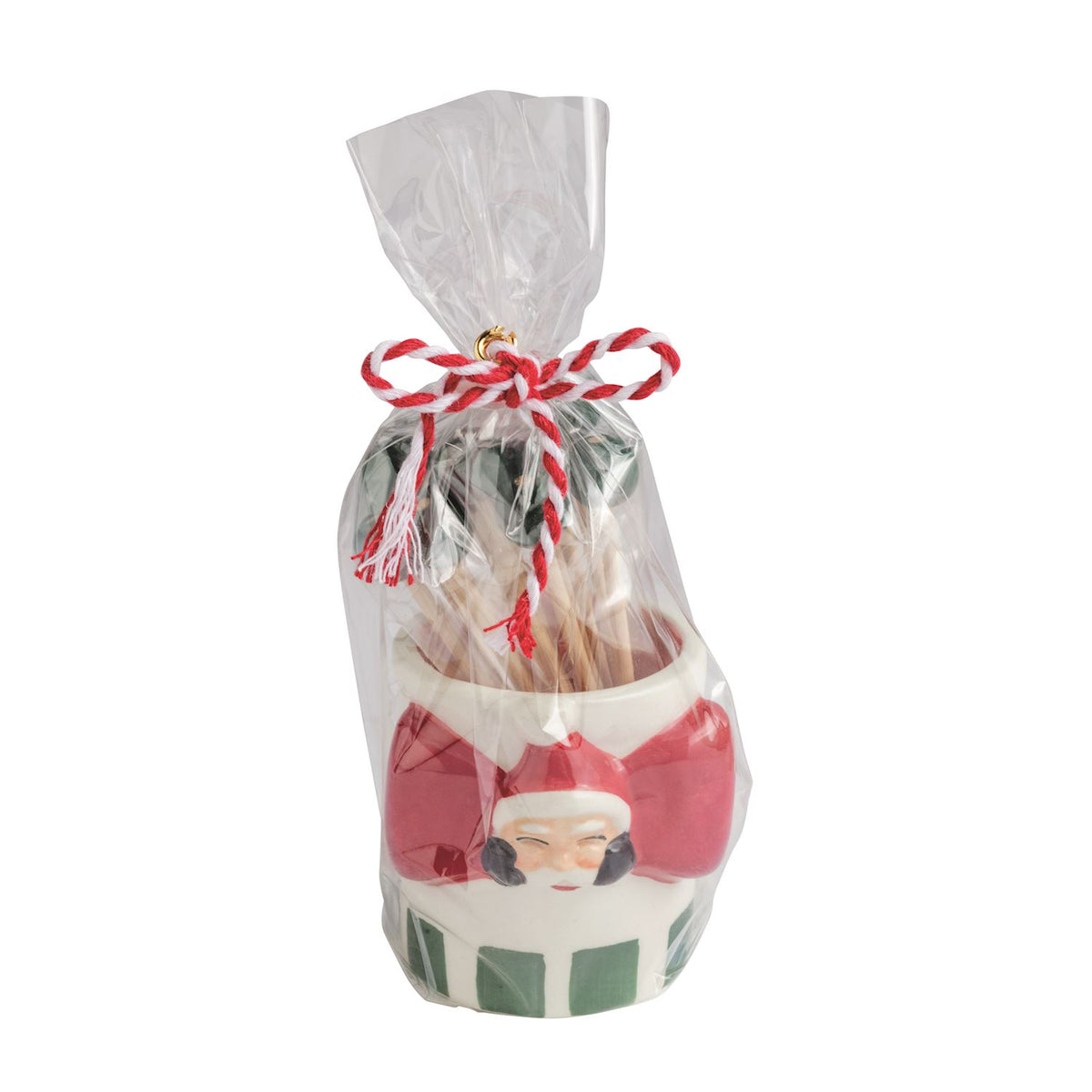 Santa Bow Toothpick Caddy Set