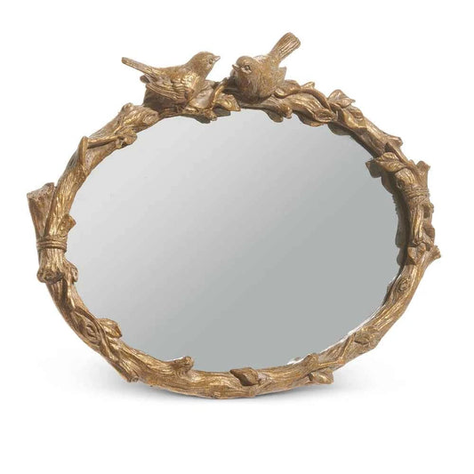 9" Bird on Branch Oval Mirror