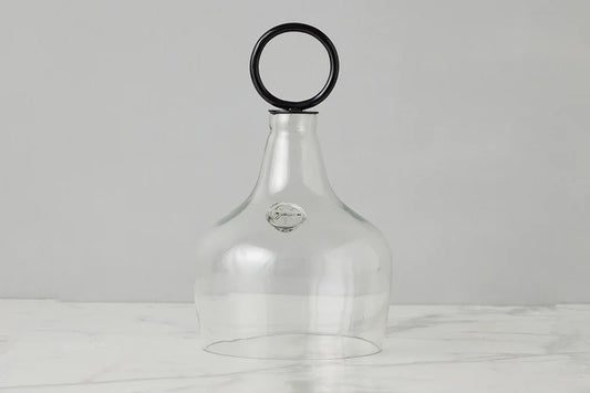 Glass Cloche Food Cover, Black Ring Handle, LARGE