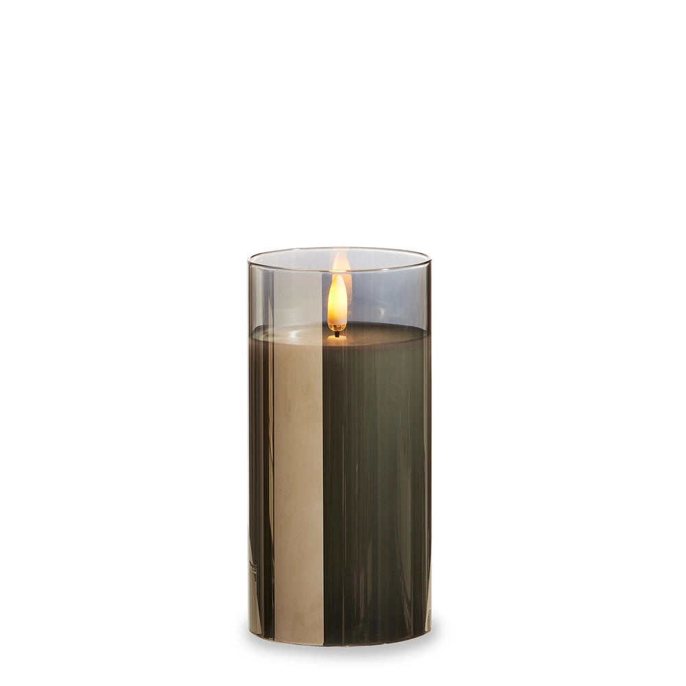 3" X 6" Smoke Glass Ivory Pillar Candle