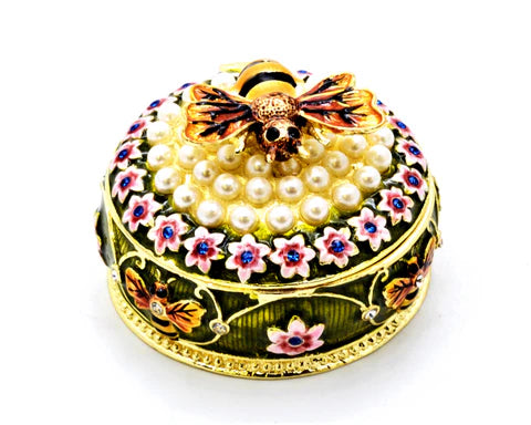 Decorative Bumble Bee on Floral Trinket Box