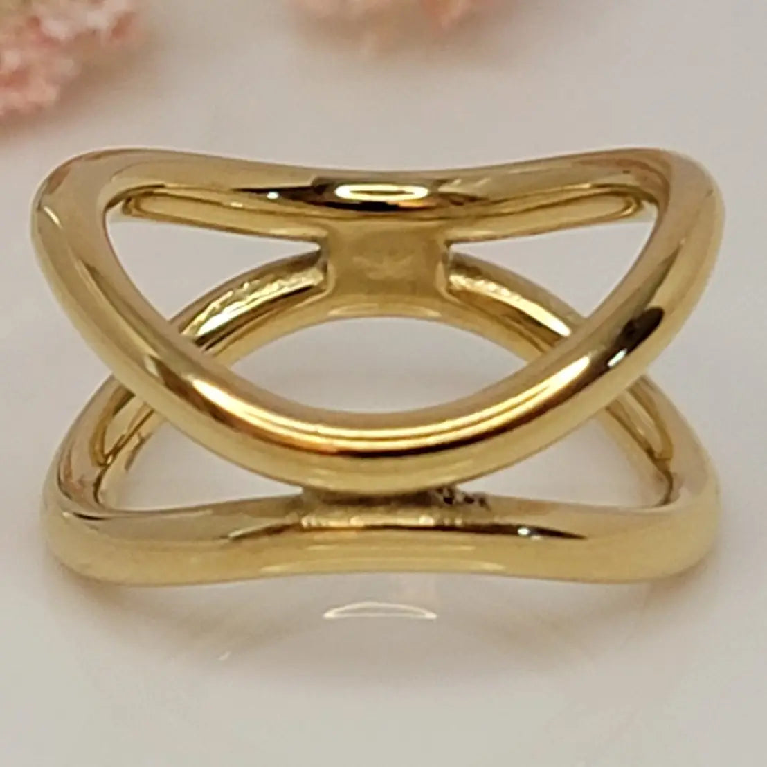 Double X Band Stainless Steel Ring