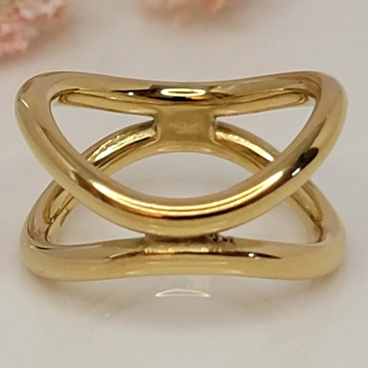 Double X Band Stainless Steel Ring