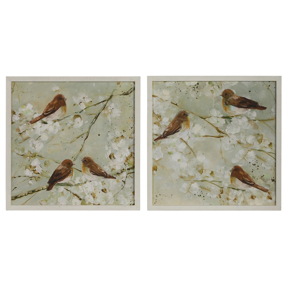 20" Wrens on Branch Framed Print - Sold Separately