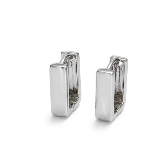 Dainty Square Hoops- Silver