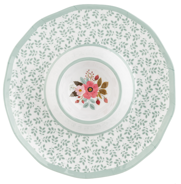 Floral Chip & Dip Divided Serving Tray