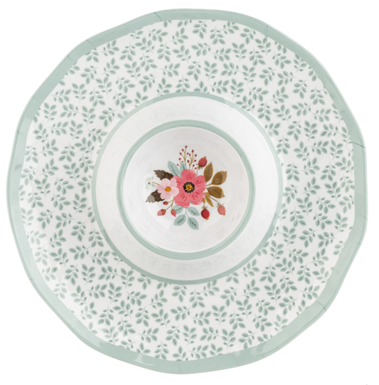 Floral Chip & Dip Divided Serving Tray