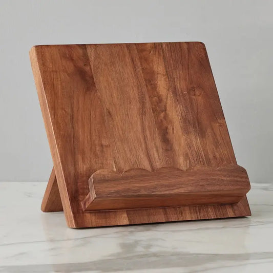 Scalloped Wood Book Stand, Natural