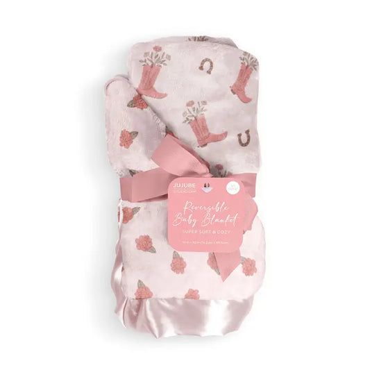 Reversible Baby Blanket Bloomin Boots