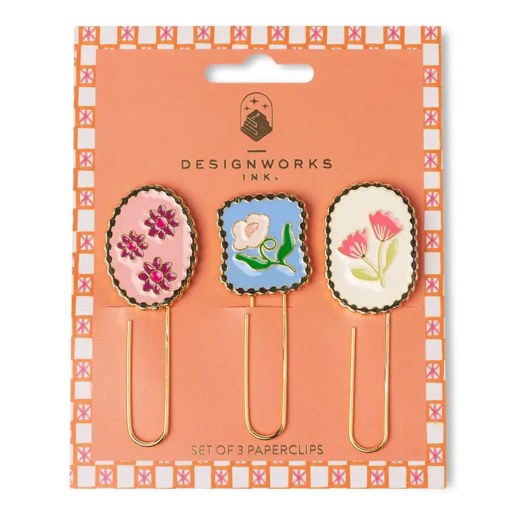 Set of 3 Paperclips - Framed Floral