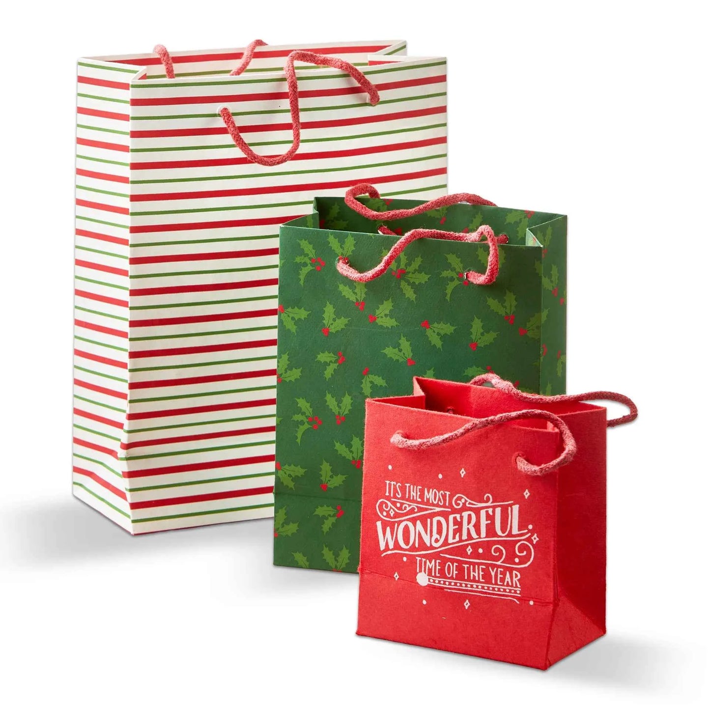 Wonderful Time Of The Year Gift Bag Set Of 3