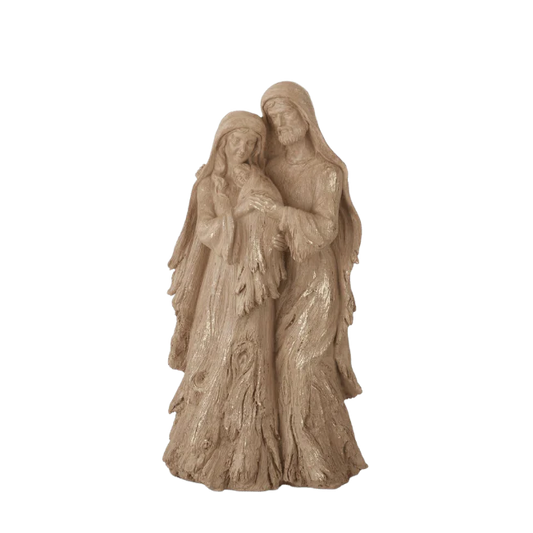 Resin Woodgrain & Gold Wash Nativity-12"