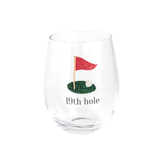 Golf Flag Jeweled Wine Glass