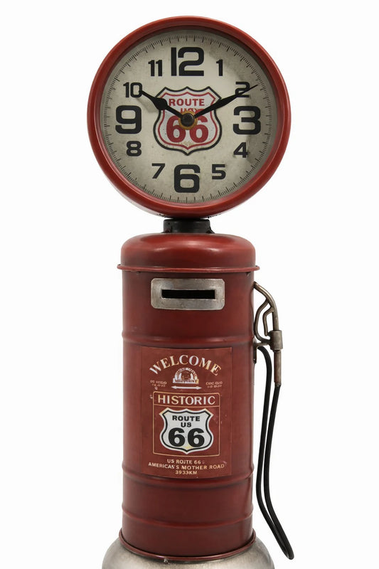 Route 66 Gas Pump Clock Bank