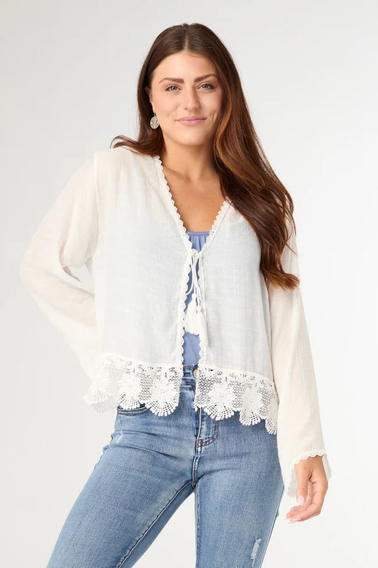 Sheila Lightweight Cardigan with Lace Trim