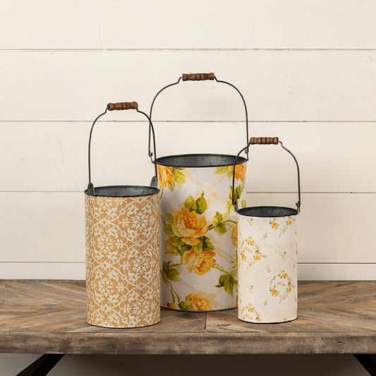 SET/3 ANNABELLE'S CHALET METAL BUCKETS