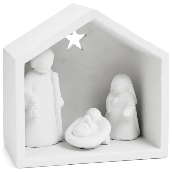 Deco Nativity Cement White 4X7