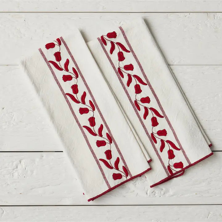 Kitchen Tea Towel, Merlot Tulip, Set of 2