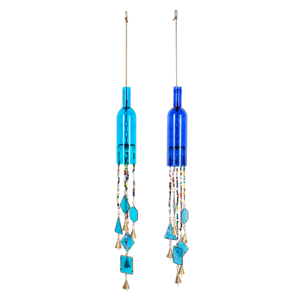 Blue Bottle/Colorful Beads & Stained Glass Wind Chime -Sold Separately