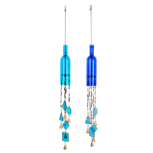 Blue Bottle/Colorful Beads & Stained Glass Wind Chime -Sold Separately