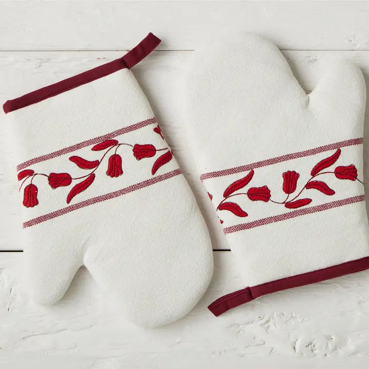 Oven Mitt, Merlot Red Tulip, Set of 2
