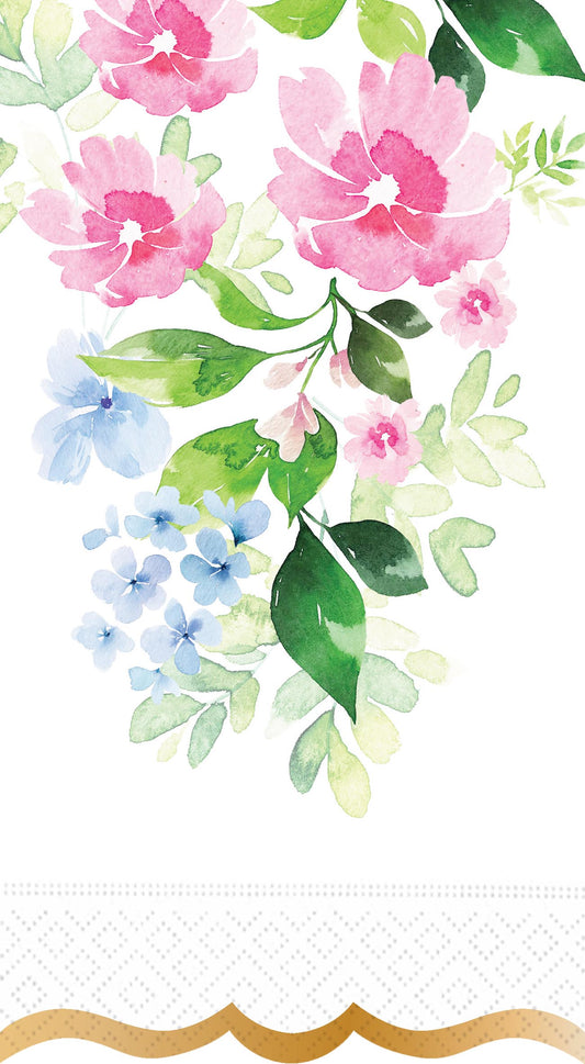 Pretty Florals in Pink and Blue Guest Towel Napkin
