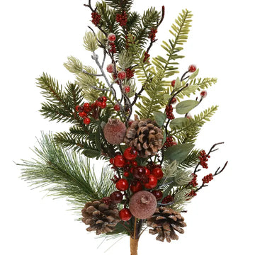 Faux Stem W/Berries & Pinecones - 6X27.5