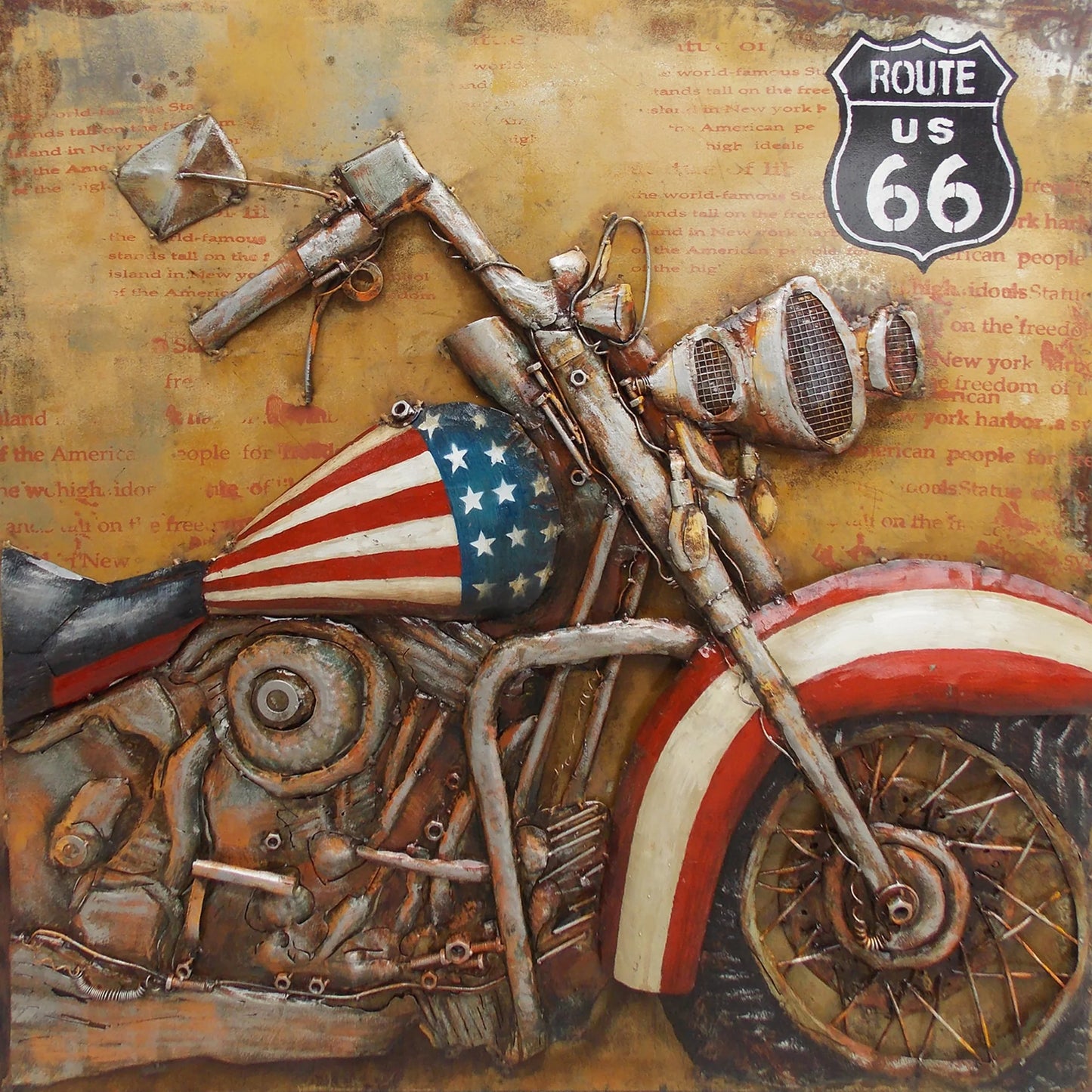 3D WALLART -ROUTE 66- MOTORCYCLE