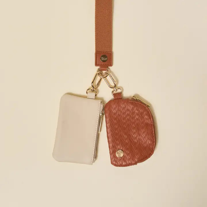 Dynamic Duo Pouch Luxe Wristlet–Brown