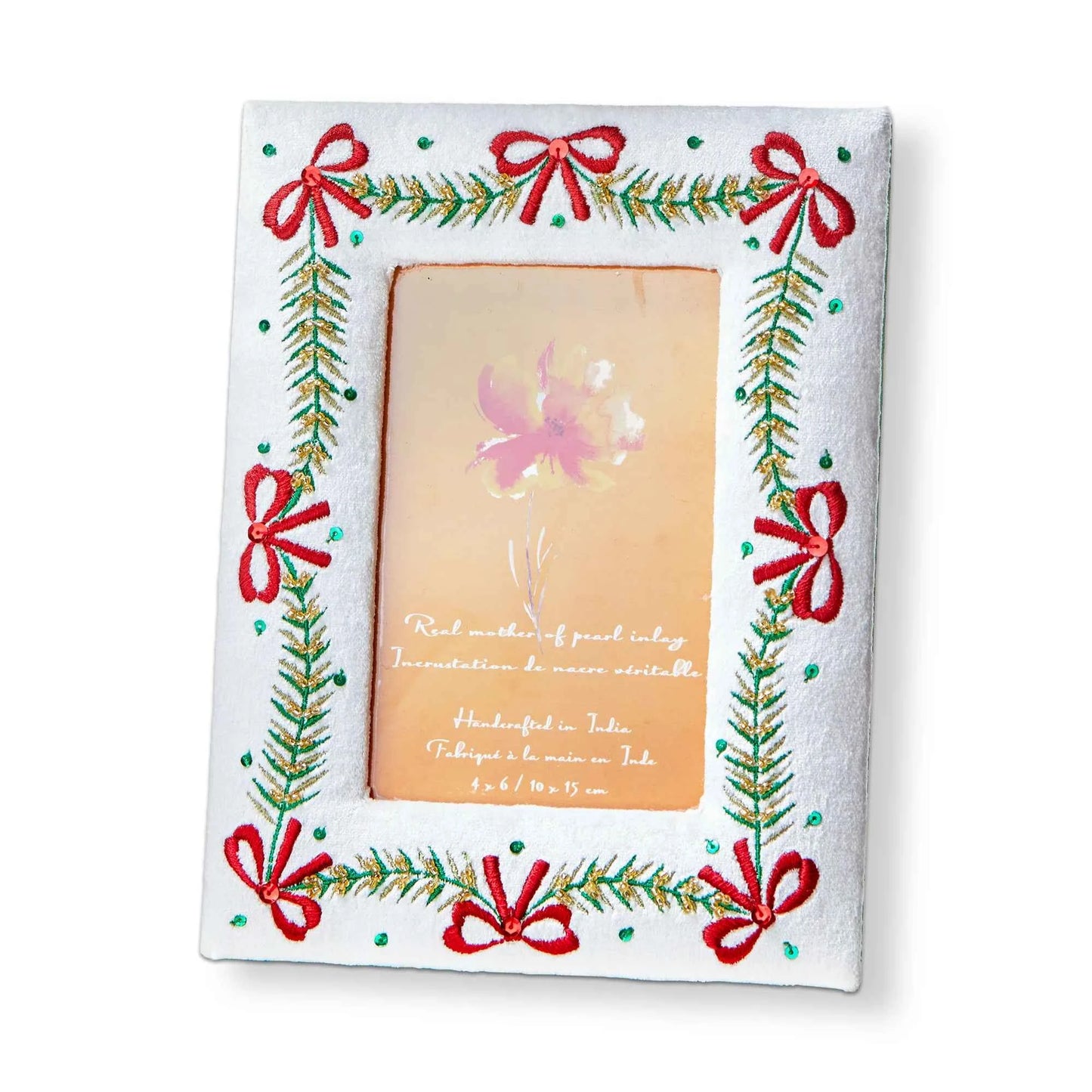 Bow Garland Embroidered Photo Frame 4X6
