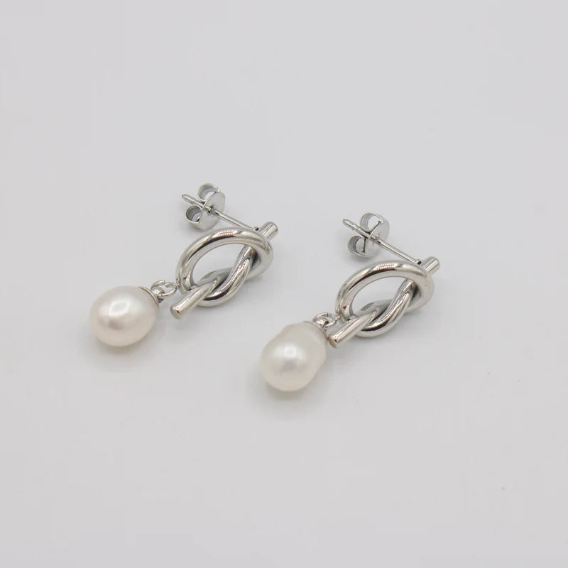 Pearl & Knot Dangle Earrings