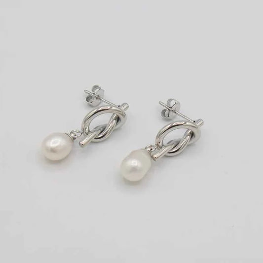Pearl & Knot Dangle Earrings