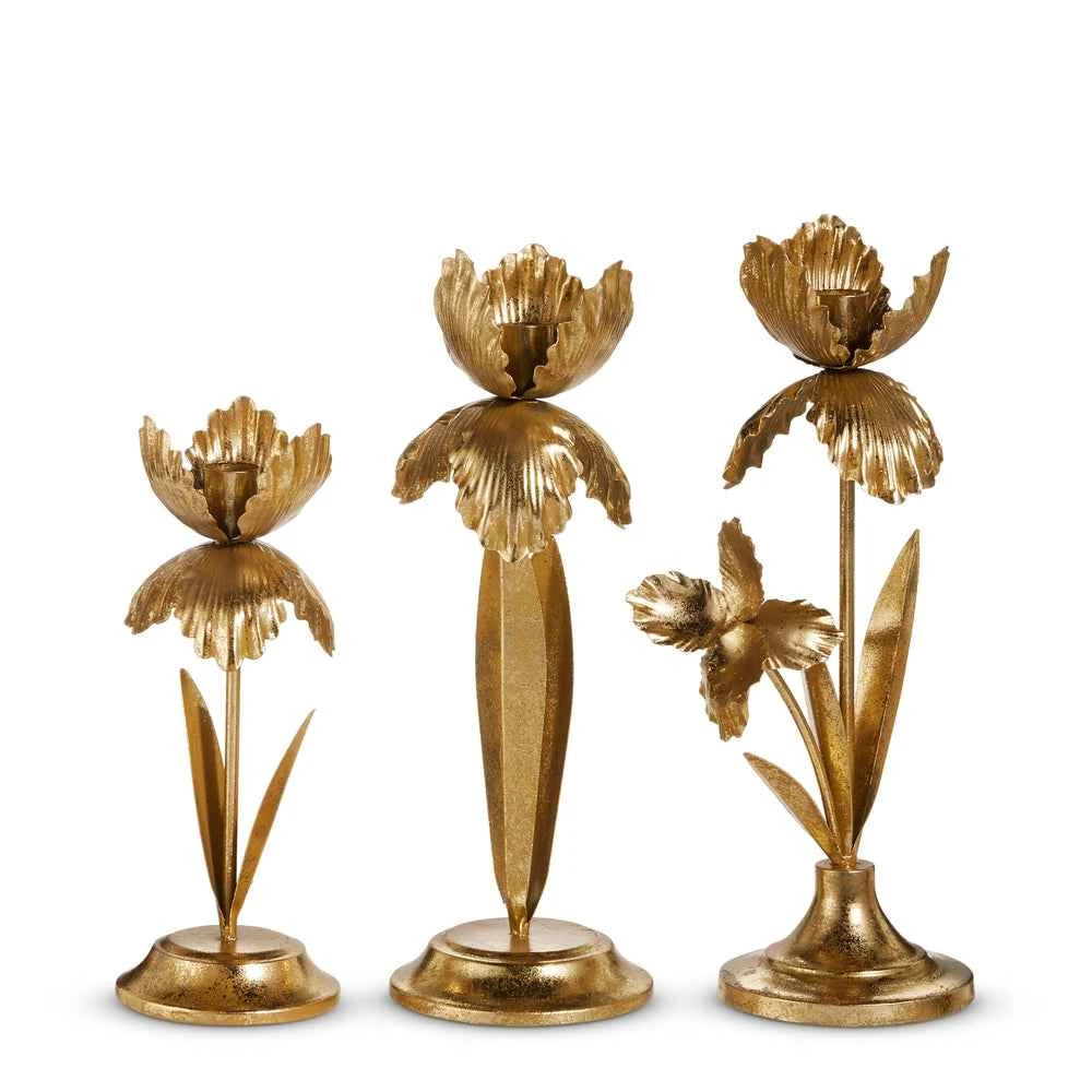 Gold Flowers On Candle Holder -Sold Separately