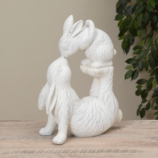 Resin Mother Bunny Kissing Baby