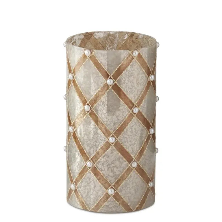 Glittered Silver and Copper Mercury Glass Candle Slip Cover-7.75"