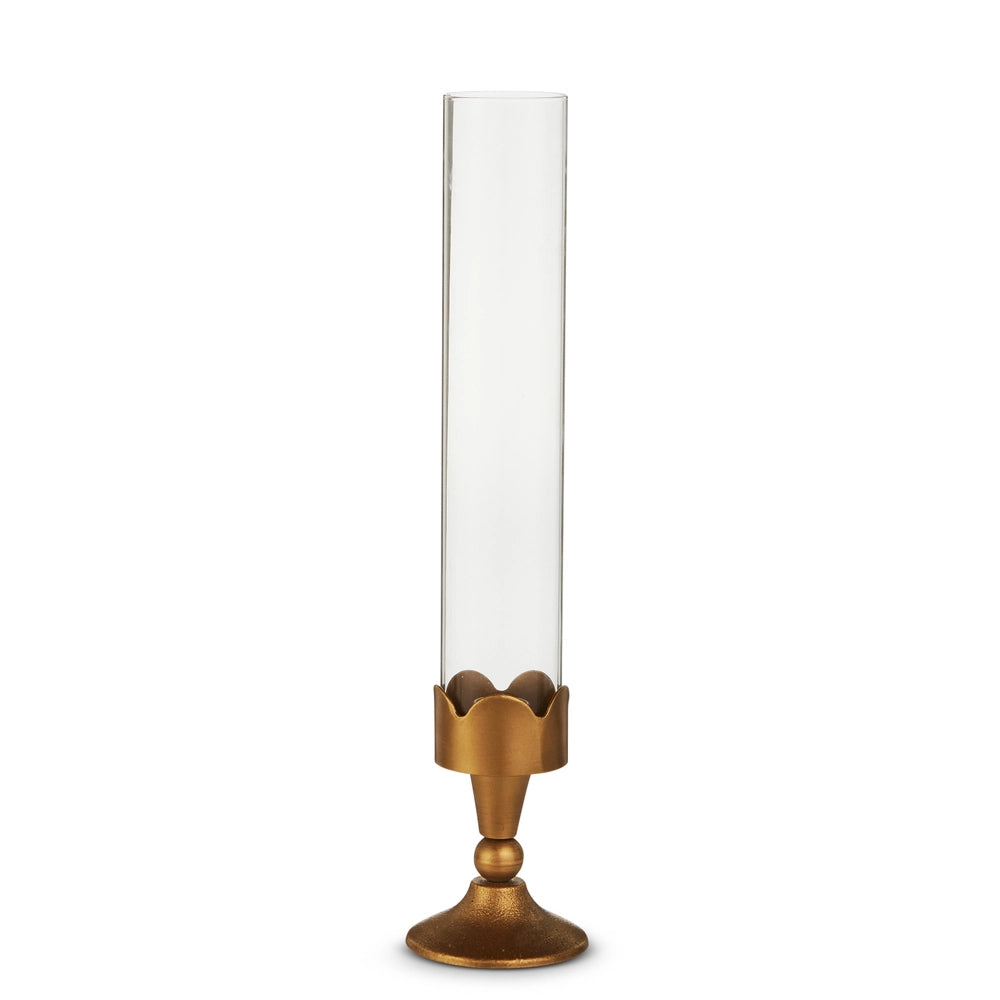 16.25" Gold Scalloped Hurricane Candlestick