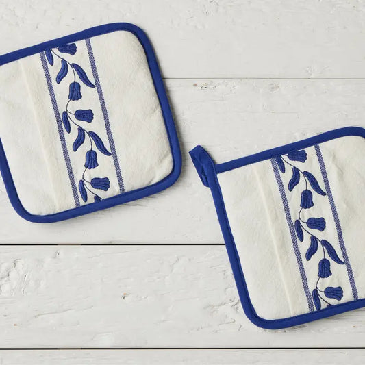 Pot Holder, Navy Blue Tulip, Set of 2