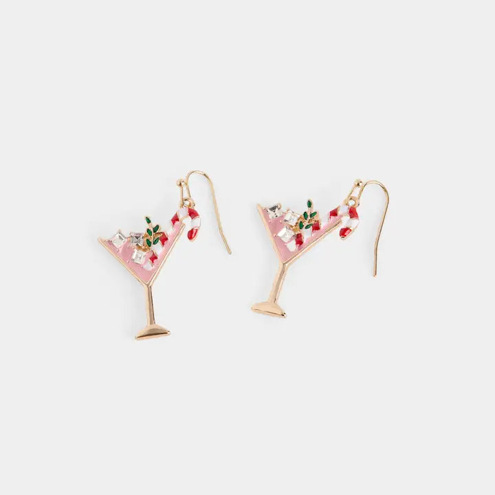 Holiday Martini Earrings-Christmas