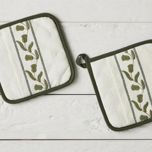 Pot Holder, Spruce Green Tulip, Set of 2