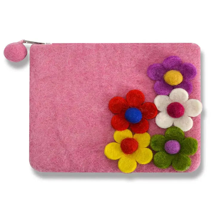 Five Side Flower Zip Coin Purses -Assorted