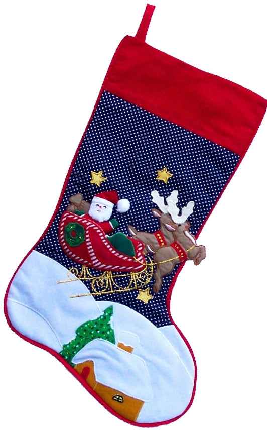 Stocking Christmas Eve - Blue w/ Dots