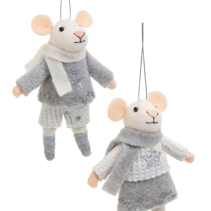 Ornament Wool Mouse S/2  (1 Boy 1 Girl)