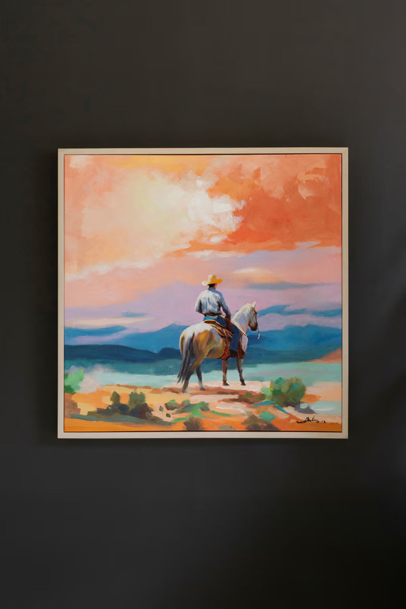 Framed Cowboy Painting