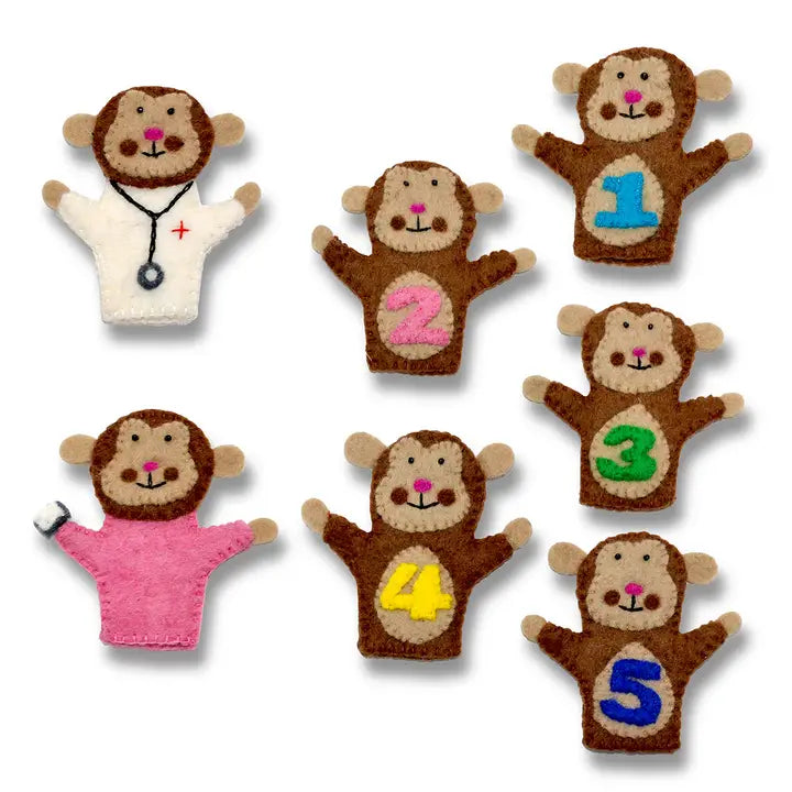 Felted Five Little Monkeys Finger Puppets