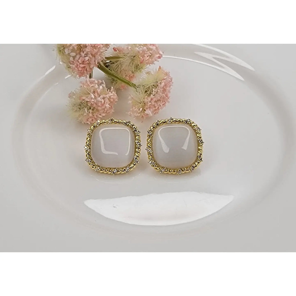 Square Cat Eye Post Earrings