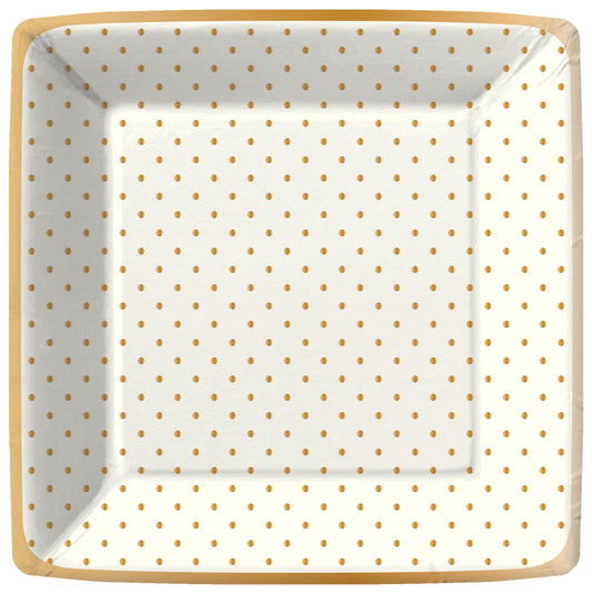Gold Swiss Dots Paper Dinner Plate-Cream