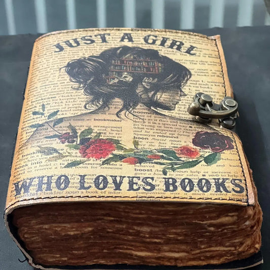 Just A Girl Who Loves Books  Print Leather Journal
